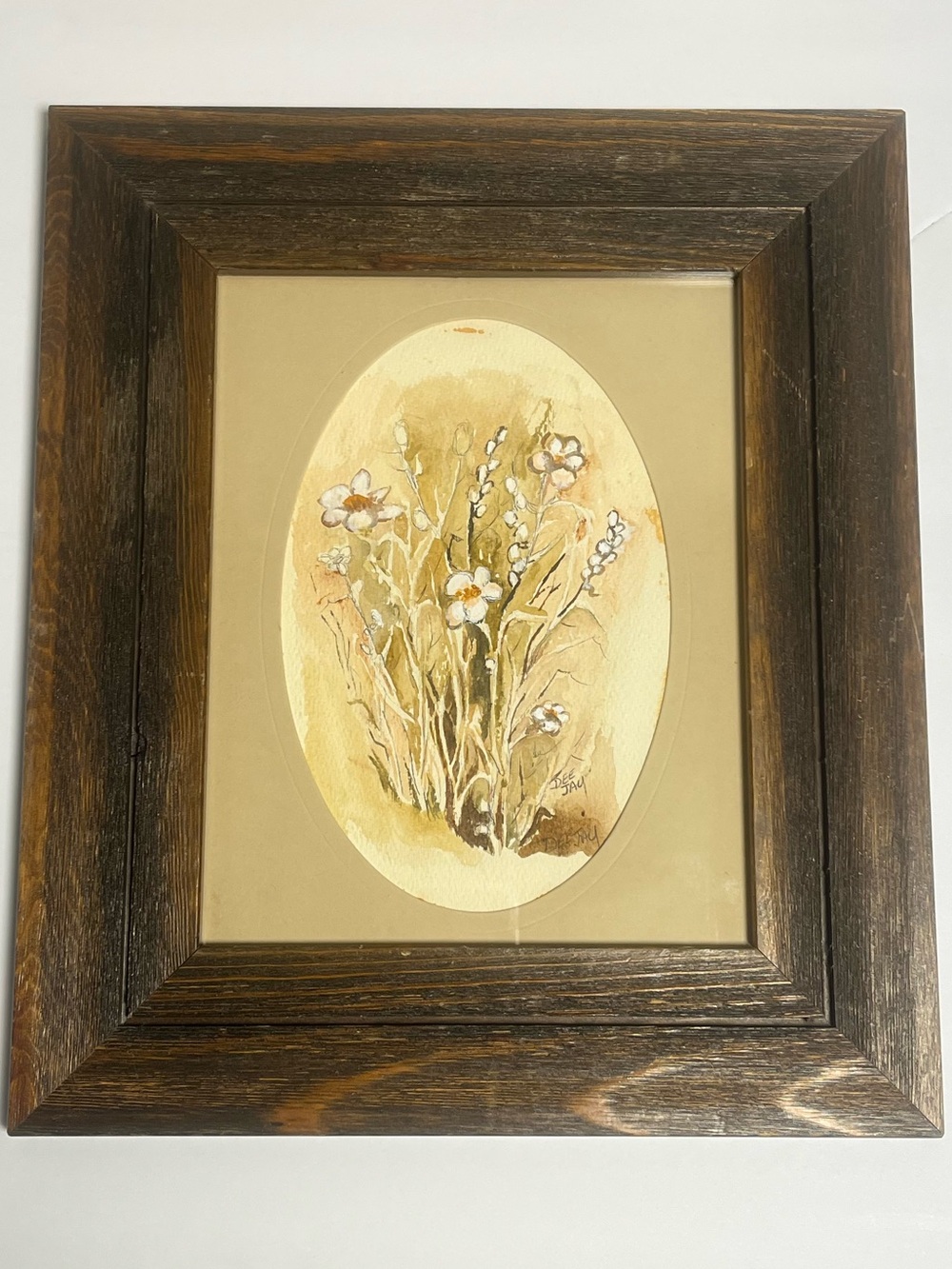 Original Art Watercolor Painting signed by Artist floral still life Vintage